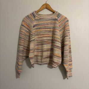 a.n.a Pastel Rainbow Women's Crew Neck Sweater